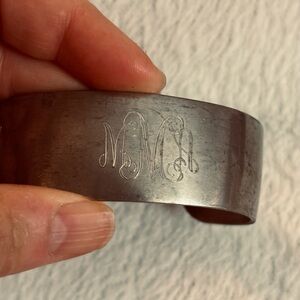 Vintage Pewter Monogrammed Cuff Bracelet